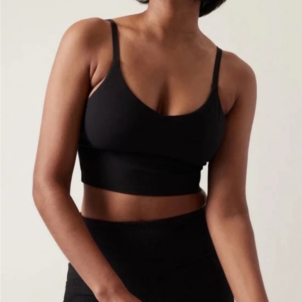 NWT Athleta Elation V-Neck Crop D-DD Top / Bra Black